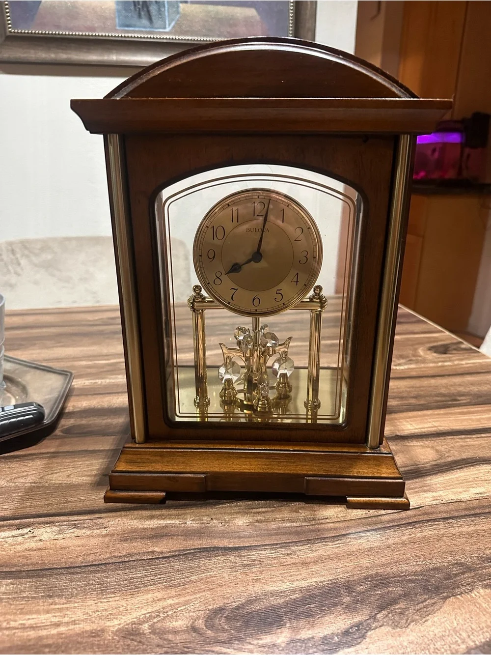 Retired Bulova B1846 Westport Strike & Chime Mantel Clock, Brown Cherry